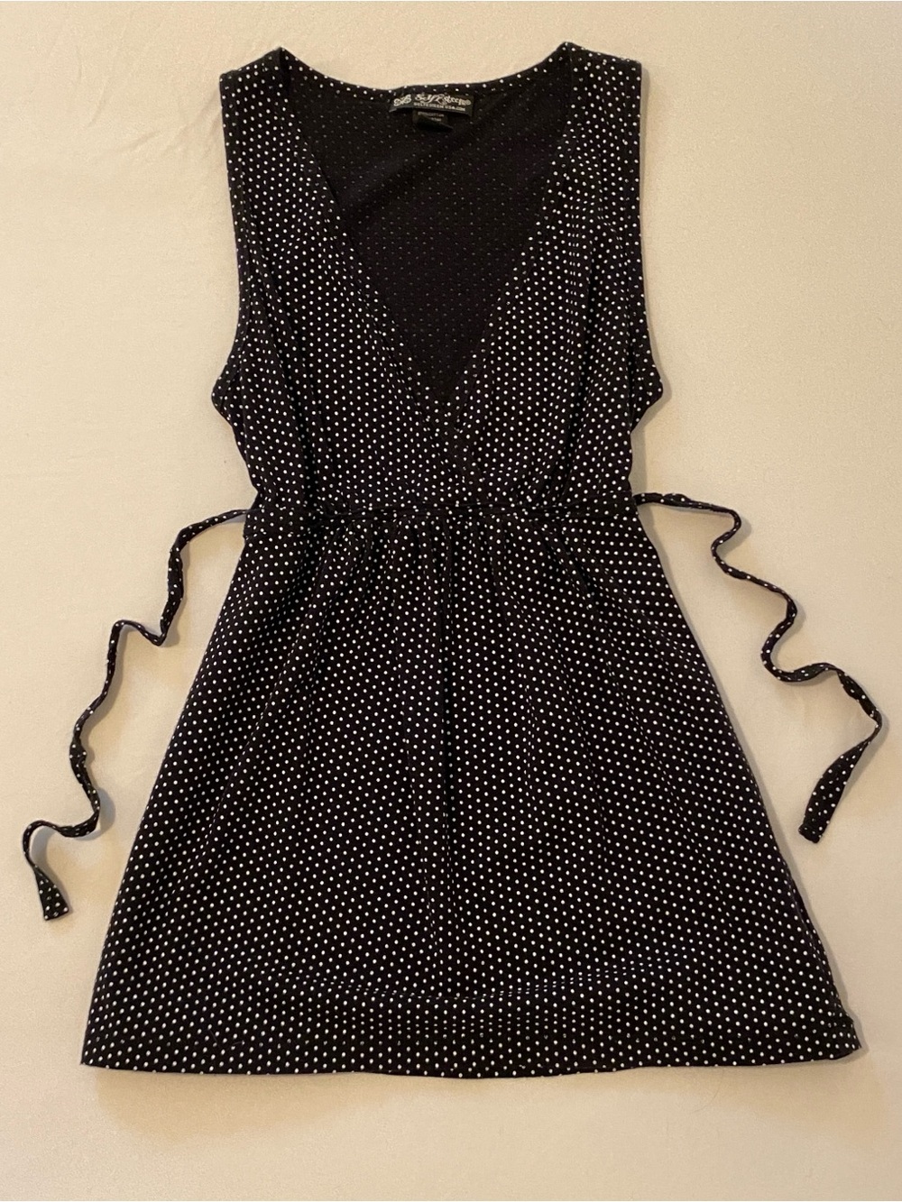 Polka Dot Babydoll Top Tie In Back